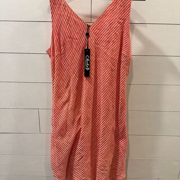 Charlie B Tops - Charlie B Women's XL Striped Tiered Sleeveless Tank Top Red Cotton Modal NWT